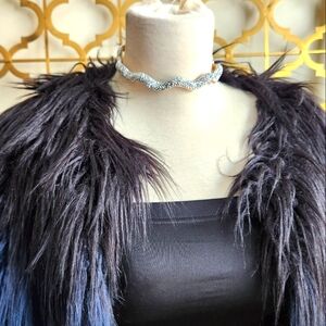 Skinny Collar With Crystals & Goldtone Hardware Statement Necklace